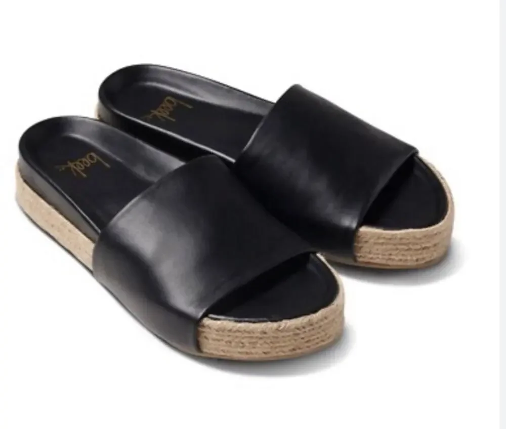 🆕Beek Pelican Jute Platform Slide Sandals Black